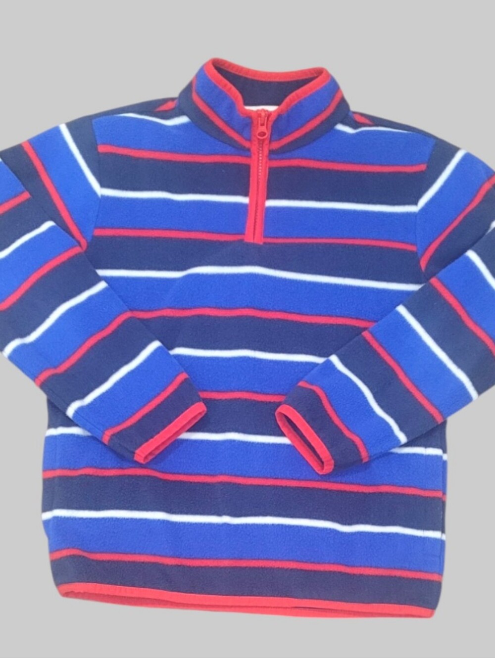 Crazy 8 Boy's Pull-over Quarter Zip Horizontal Striped Fleece Top